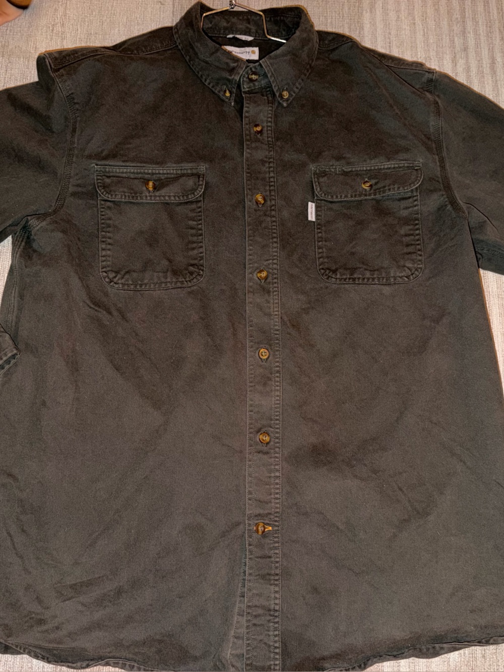 Carhartt Men's Dark Olive Button-Front Work Shirt Jacket